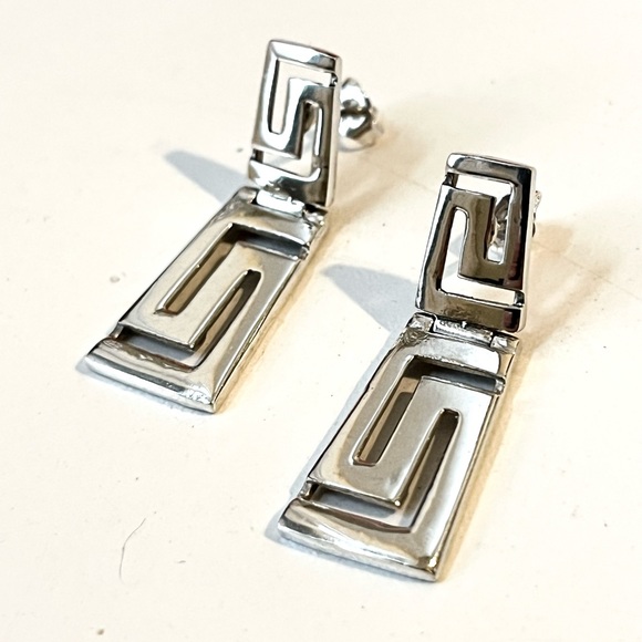 Vintage Sterling Silver Versace Hinge Earrings - Picture 6 of 7